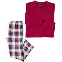 Atlas for Men Men's Checked Cotton Long Pyjama Set in Burgundy | Size: Small