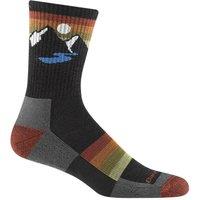 Darn Tough Vermont Men's Sunset Patterned Micro Crew Lightweight Hiking Seamless Merino Socks in Charcoal | Size: Large