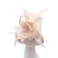 Vellin Women's Feather & Mesh Flower Fascinator with clip & hair band in Pale Pink