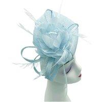 Vellin Women's Feather & Mesh Flower Fascinator with clip & hair band in Baby Blue