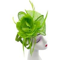 Vellin Women's Feather & Mesh Flower Fascinator with clip & hair band in Lime