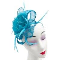 Vellin Women's Feather & Mesh Flower Fascinator with clip & hair band in Turquoise