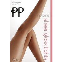 Pretty Polly Women's Nylons 10 Denier Gloss Tights - Mid Grey | Size: Small