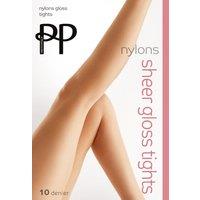 Pretty Polly Women's Nylons 10 Denier Gloss Tights - Nude | Size: Medium