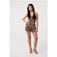 Pink Vanilla Women's Brown Lace Ruffle Playsuit | Size: Medium