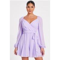 Quiz Women's Lilac Chiffon Long Sleeve Playsuit | Size: 12