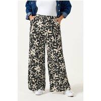 Yours Women's Floral Textured Trousers in Black | Size: 22-24S