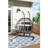 Garden Sanctuary Freestanding Outdoor Hanging 2-Seater Egg Chair in Black
