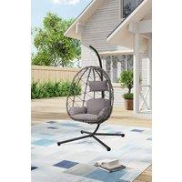 Living and Home Freestanding Hanging Chair with Stand and Cushion for Indoor & Outdoor in Grey