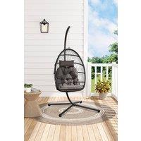 H&O Direct Freestanding Hanging Chair with Stand & Cushion in Black