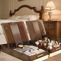 Voltico Foldable Underbed Storage Box with Lid & Wheels - 40L in Light Brown