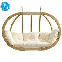Amazonas Globo Double Royal Wooden Cushion Egg Hanging Chair in Cream