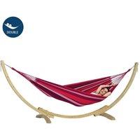 Amazonas Apollo Wooden Hammock Stand & Double Hammock Set - Weatherproof in Red