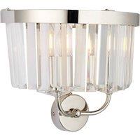 Netlighting Ascoli Wall Lamp Bright Nickel Plate & Clear Cut Glass 2 x 6W LED E14 in Grey
