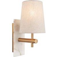 Netlighting Calista Wall Lamp Vintage Brass White Marble & Linen 7W LED E14