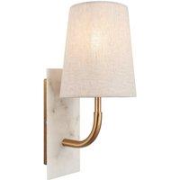 Netlighting Calista Wall Lamp Vintage Brass Finish White Marble & Linen 7W LED E14