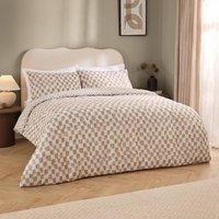 HOEM Nyhavn Checkerboard Reversible Duvet Cover Set in Tan | Size: King