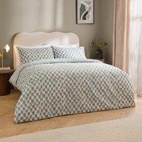 HOEM Nyhavn Checkerboard Reversible Duvet Cover Set in Aqua | Size: Super King