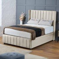BSSPOKE Zoe Ottoman Divan Bed Plush Velvet 54Headboard &Footboard Mattress in Cream | Size: Super King