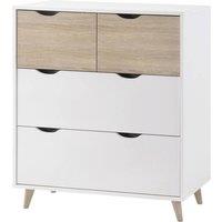 Lemon Pavilion Furniture Stockholm 4 Drawer Chest - L39 x W82 x H90 cm - Oak/White in Brown | Size: 1 Pack