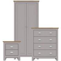 Lemon Pavilion Furniture Lancaster Bedroom Set - MDF - L49.4 x W79 x H180 cm - Grey/Oak in Grey | Size: 1 Pack
