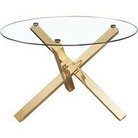 Lemon Pavilion Furniture Capri Dining Table with Glass Top & Gold Legs - L120 x W120 x H75.8 cm in Clear | Size: 1 Pack