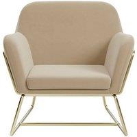 Lemon Pavilion Furniture Charles Armchair - L66 x W75.5 x H76.5 cm - Beige/Gold Brushed in Beige | Size: 1 Pack