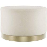 Lemon Pavilion Furniture Lara Large Pouffe - L60.5 x W60.5 x H35.5 cm - Cream/Gold Brushed in White | Size: 1 Pack