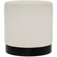 Lemon Pavilion Furniture Lara Small Pouffe - L41.5 x W41.5 x H44 cm - Ivory/Black Matte in White | Size: 1 Pack