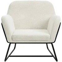 Lemon Pavilion Furniture Charles Armchair - L66 x W75.5 x H76.5 cm - Ivory/Black Matte in White | Size: 1 Pack