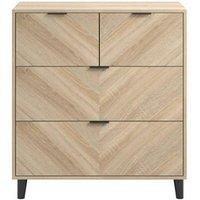 Lemon Pavilion Furniture Stockholm Chevron 4 Drawer Chest - L39 x W82 x H90 cm in Brown | Size: 1 Pack