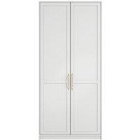 Lemon Pavilion Furniture Austen 2 Door Wardrobe - L58 x W100 x H220 cm - White/Gold Brushed in White | Size: 1 Pack