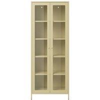 Lemon Pavilion Furniture Mase Storage Cabinet - Steel/Glass - Beige - Flat Packed