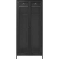 Lemon Pavilion Furniture Storm 2 Door Wardrobe - Steel/Glass - Black - Flat Packed