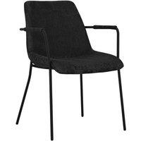 Lemon Pavilion Furniture Carlo Arms Dining Chair- Textured Velvet/Metal - L56.5xW83xH60.5 cm in Black