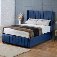 BSSPOKE Zoe Ottoman Divan Bed Plush Velvet 54Headboard &Footboard Mattress in Blue | Size: Small Double