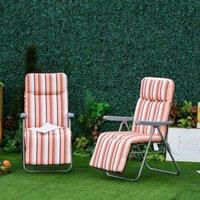OUTSUNNY Set of 2 Adjustable Sun Lounger Recliner Reclining Seat in Orange