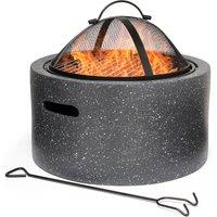 VonHaus Fire Pit with BBQ Cooking Grill in Dark Grey