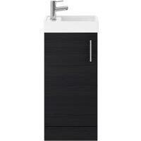 Balterley Saint Contemporary Bathroom Floor Standing 1 Soft-Close Door Vanity Unit & Rectangular Basin, Charcoal Black, 405 mm in Black