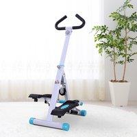 HOMCOM Foldable Stepper Adjustable Step Machine w/ Handlebar LCD Display in White