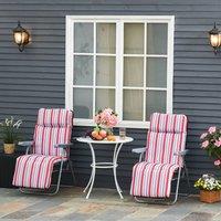 OUTSUNNY Set of 2 Adjustable Sun Lounger Recliner Reclining Seat in Red