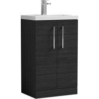 Balterley Bathroom Vanity Basin Unit, Chrome Handles, 500mm, Wood Black