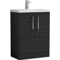 Balterley Bathroom Vanity Basin Unit, Chrome Handles, 600mm, Wood Black