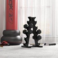 HOMCOM 2x5kg Rubber Dumbbell Sports Hex Weights Sets for Home Gym Fitness Workout in Black | Size: Standard
