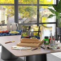 VINSETTO Portable Folding Wooden Table Easel Box Beechwood Sketchbox Easel in Light Brown