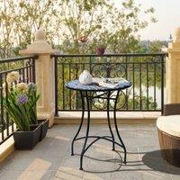 OUTSUNNY Garden Table, Mosaic Round Patio Side Table with 60cm Ceramic Top