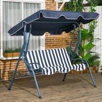 OUTSUNNY 3-person Garden Swing Chair w/ Adjustable Canopy in Blue