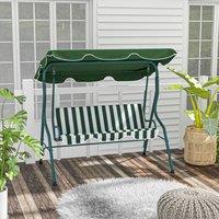 OUTSUNNY 3-person Garden Swing Chair w/ Adjustable Canopy in Green