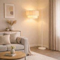 CGC Lighting Kyra Cream Angled Floor Lamp with Two Layer Scalloped Lampshade