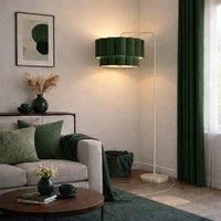 CGC Lighting Kyra Cream Angled Floor Lamp with Two Layer Scalloped Lampshade in Dark Green